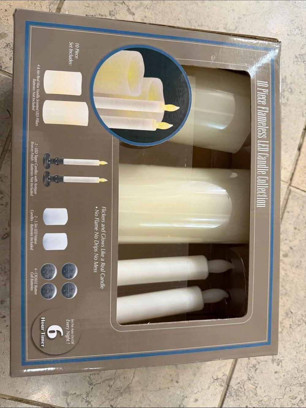 Set of Ivory Flameless LED Pillar & Taper Candles